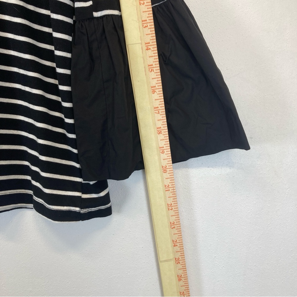 Anthropologie M Black White Striped Mixed Media Long Bell Sleeve Top - Picture 6 of 11